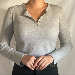 Cropped Henley Long Sleeve